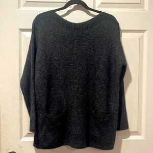 Abercrombie & Fitch Charcoal/Black Crew Neck Sweater w Pockets Sz M